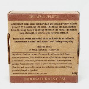 Etisk og vegansk sjampobar Floral Detox til alle hårtyper - fra Indo Naturals - Bakside