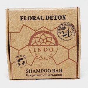 Etisk og vegansk sjampobar Floral Detox til alle hårtyper - fra Indo Naturals - Forside