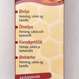 Biosun naturlig ørelys laget av honning, salvie og kamille
