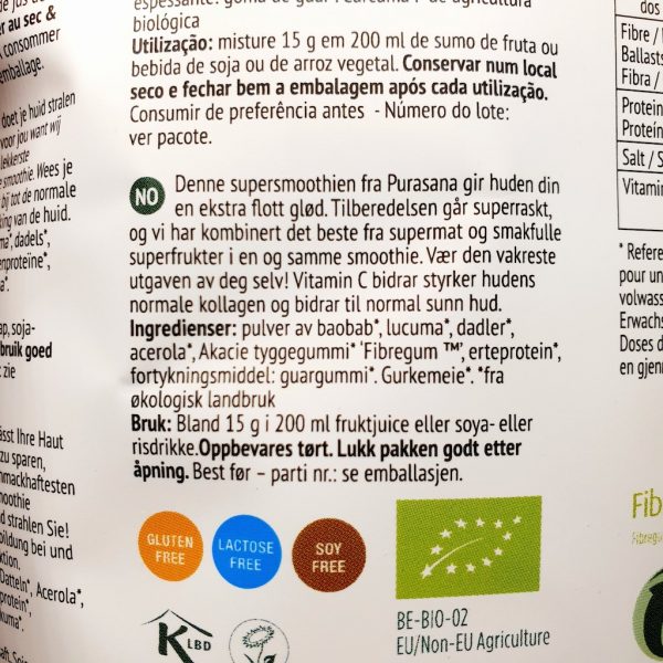 Økologisk og sunn beauty smoothie fra Purasana - Informasjon på norsk